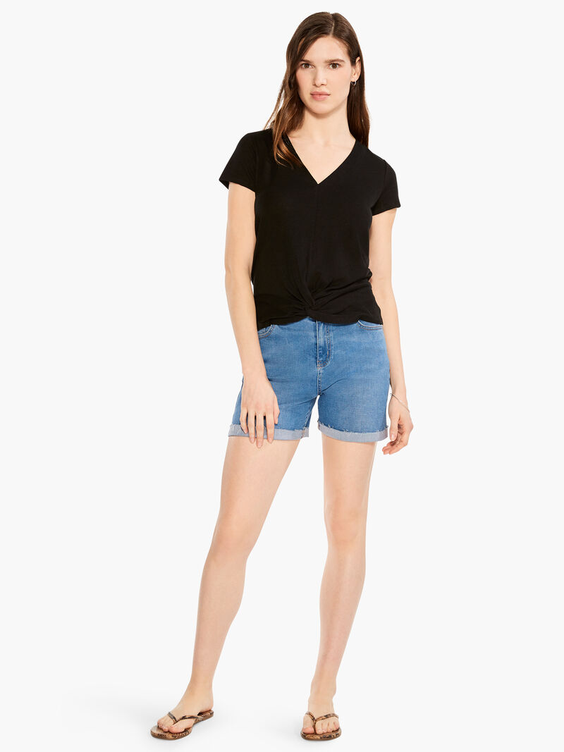 Woman Wears NZT Short Sleeve Knotted V Tee image number 3
