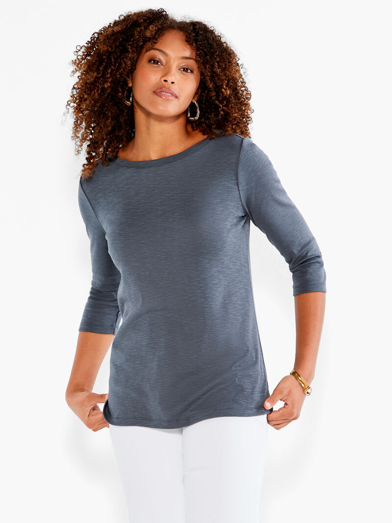 Woman Wears NZT 3/4 Sleeve Boat Tee image number 0