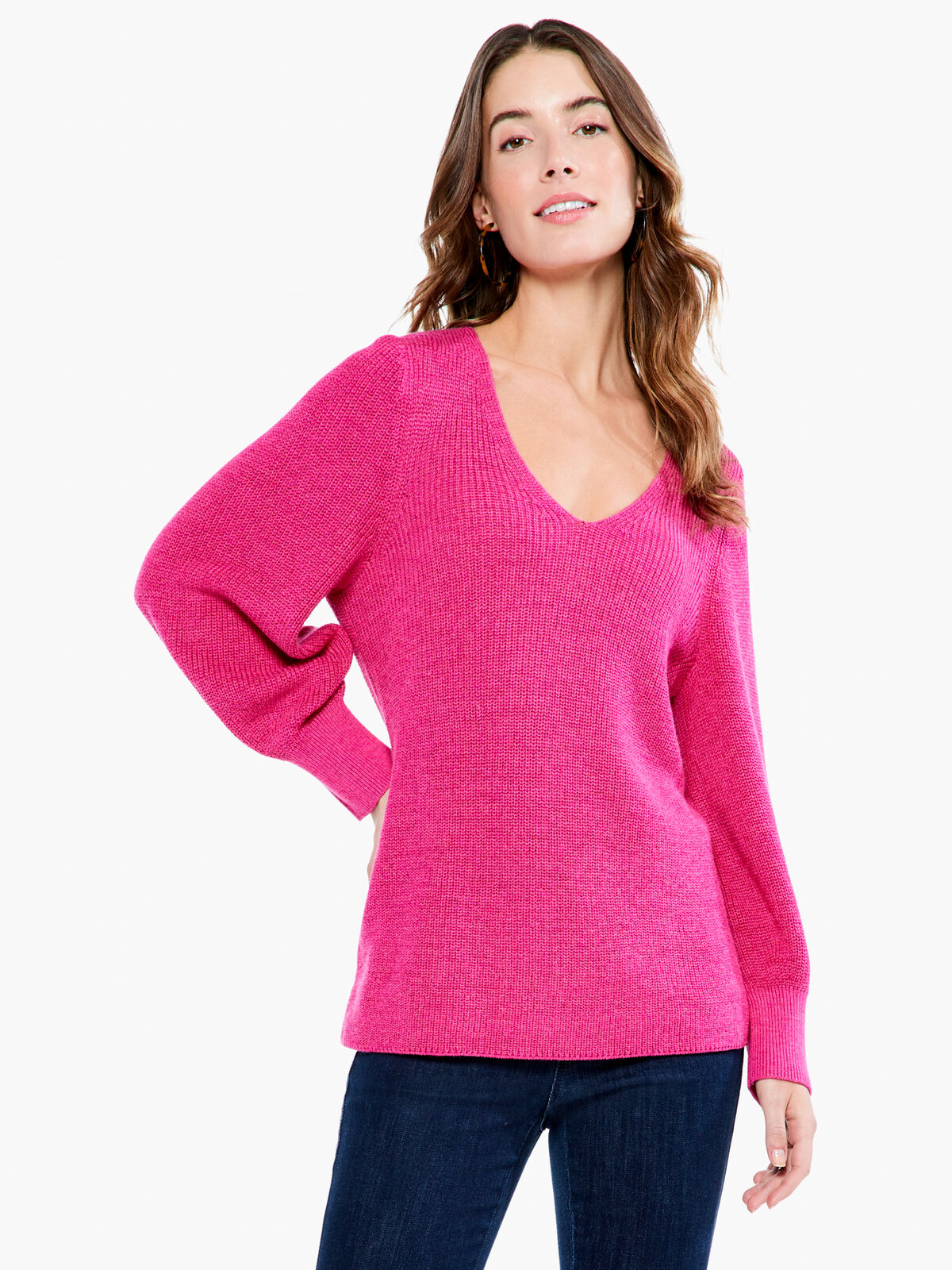 Shaker Knit V Neck Sweater