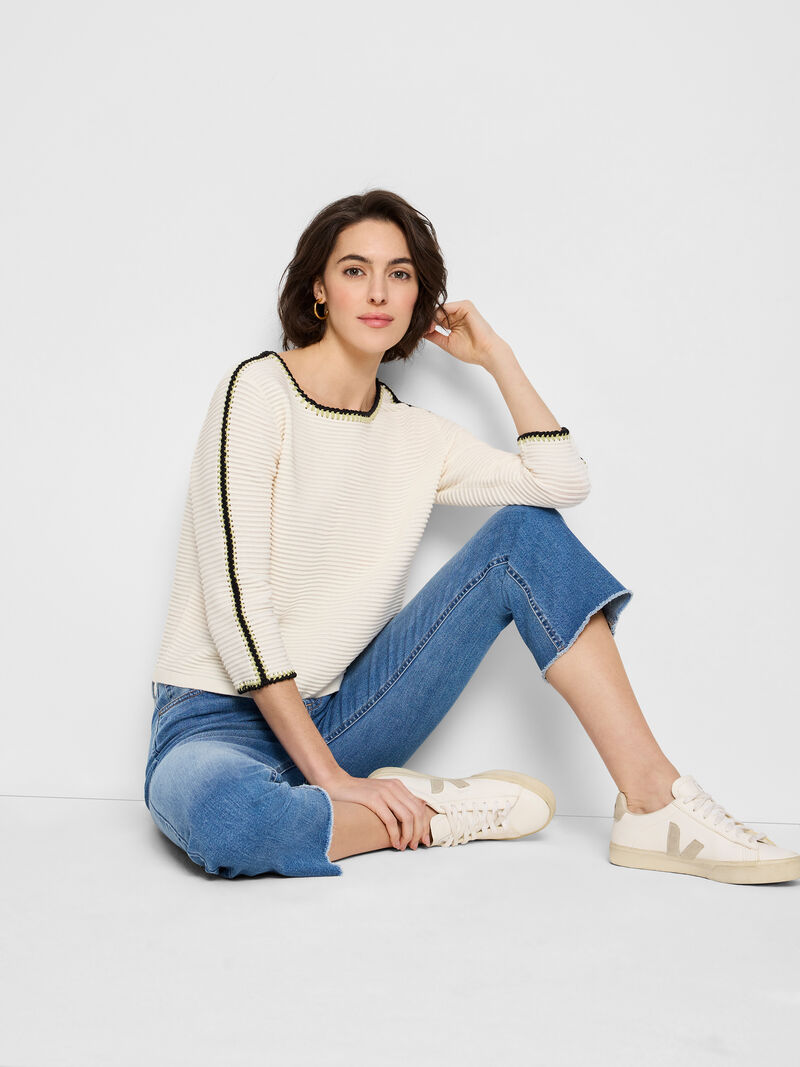 Woman Wears Ottoman Stitched Sweater image number 1