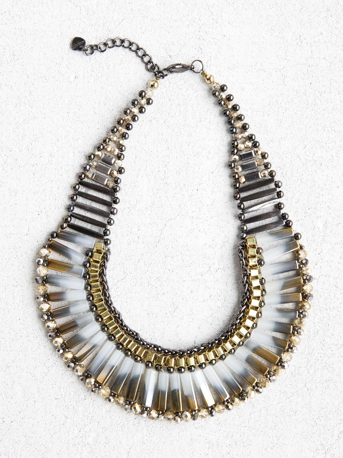 Nakamol Gold and Stone Beaded Statement Necklace