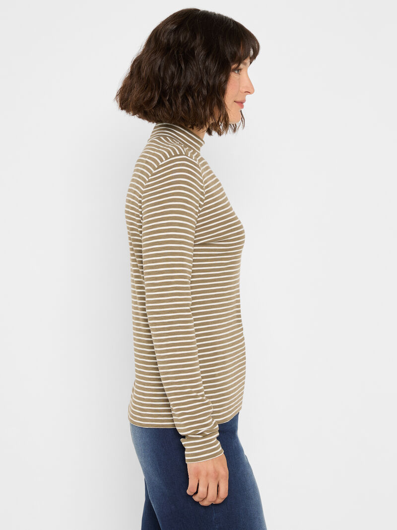 NZT Striped Long Sleeve Mock Neck Tee