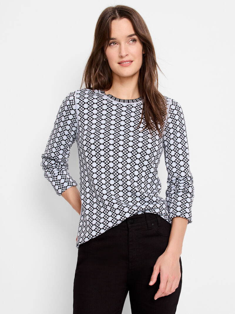 Woman Wears Geo Reversible Sweater Tee image number 1
