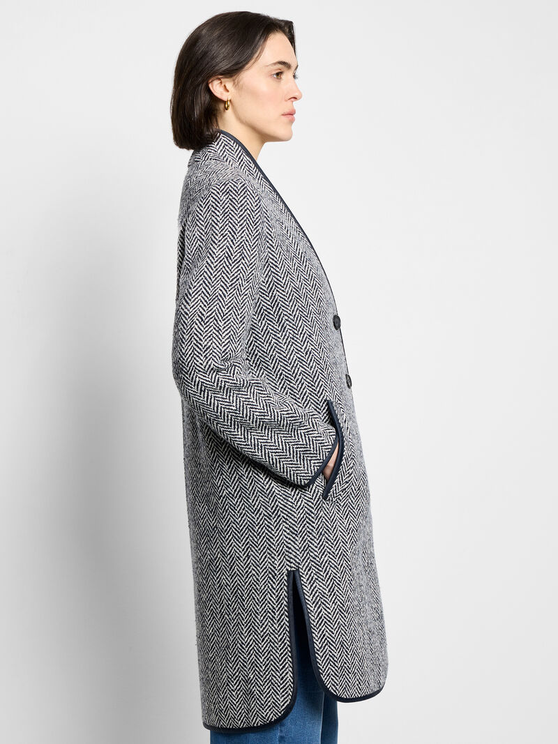 Woman Wears Herringbone Wool Blend Top Coat image number 2