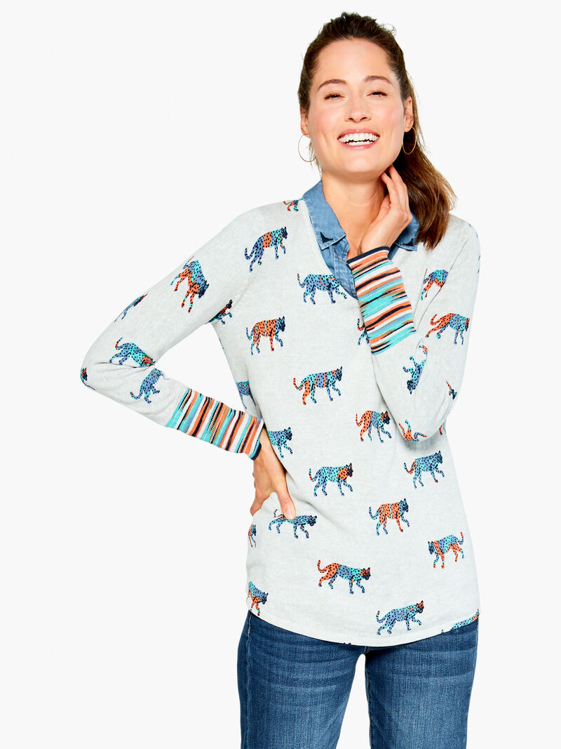 Loopy Leopards Vital V Neck Sweater