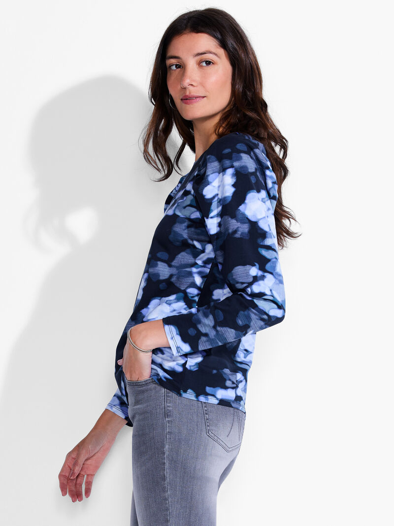 Woman Wears NZT Blurred Floral Long Sleeve Puff Shoulder image number 1