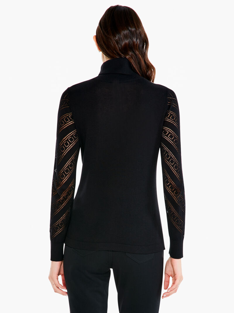 Woman Wears Pointelle Turtleneck Sweater Tee image number 2