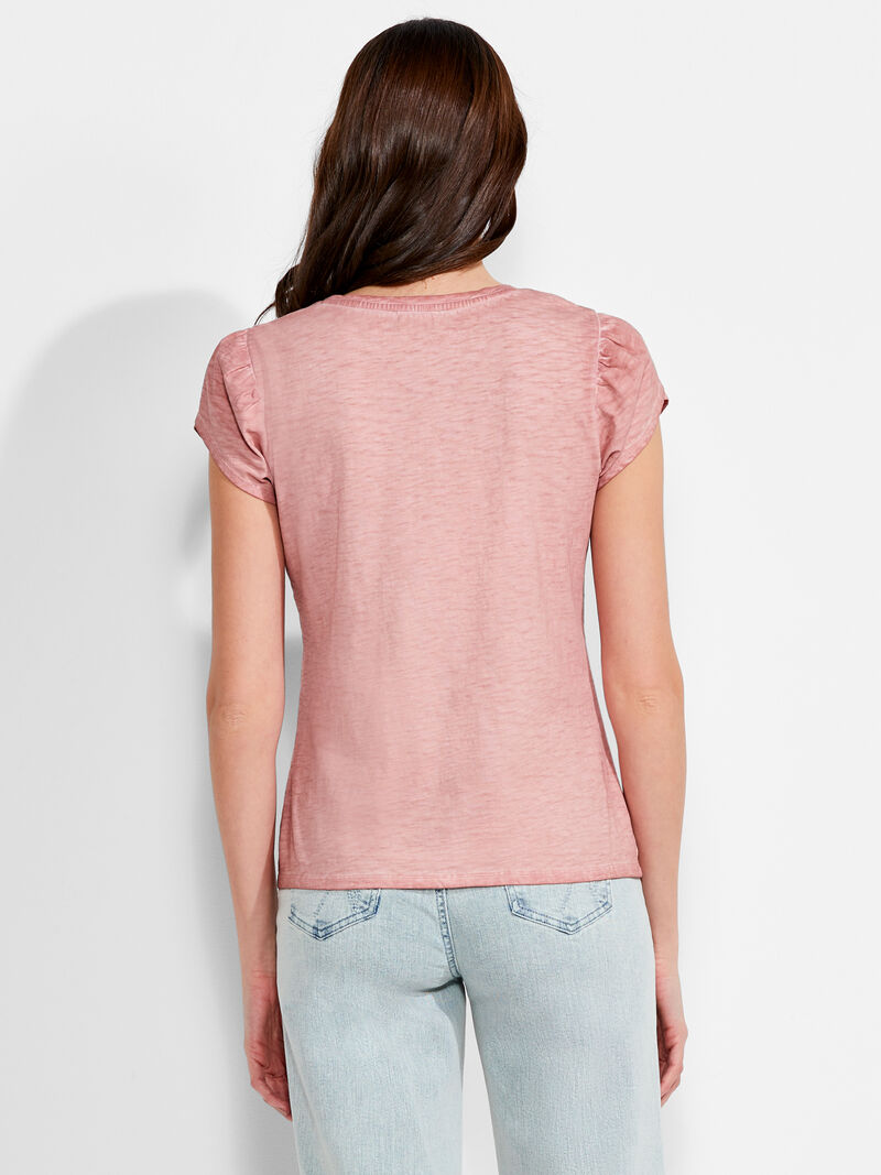 Woman Wears NZT Short Sleeve Tulip Sleeve Scoop Tee image number 2
