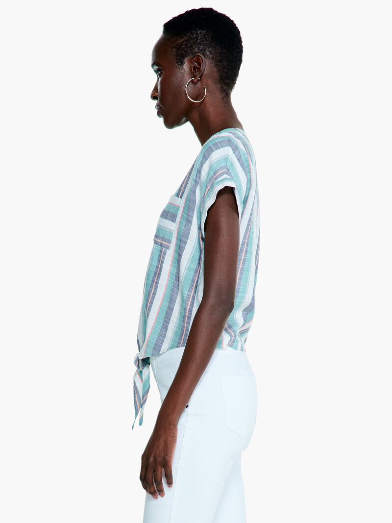 Woman Wears Horizon Stripe Tie Front Top image number 1