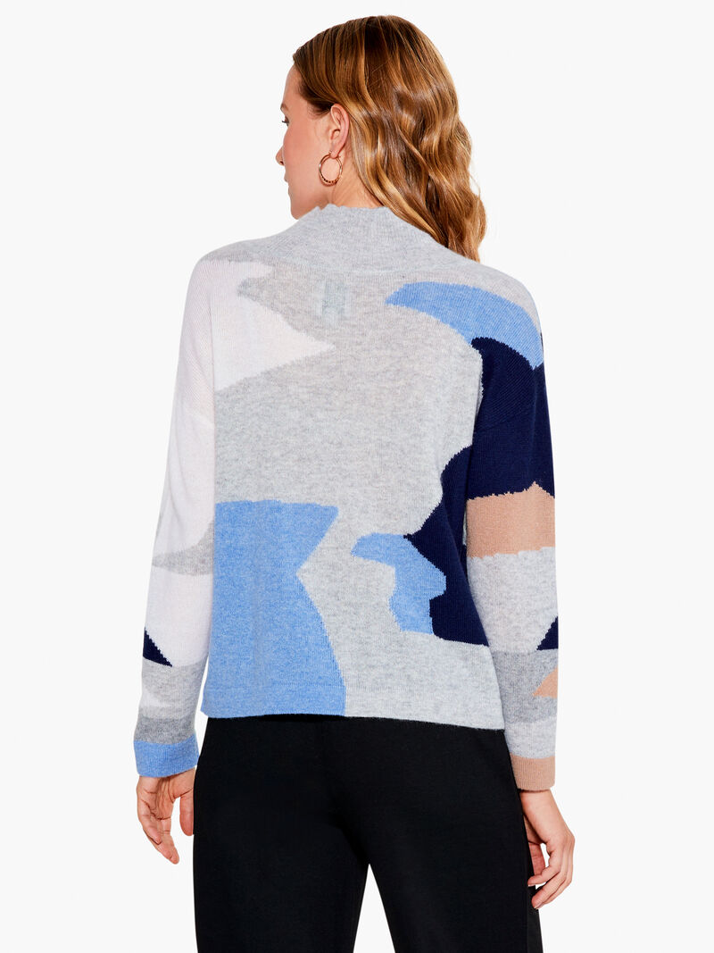Woman Wears Cascading Blues Cashmere Sweater image number 2
