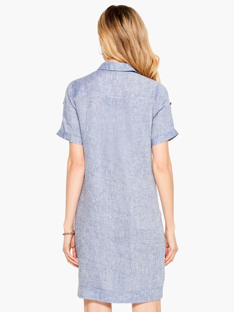 Woman Wears Drifty Linen Shirt Dress image number 3