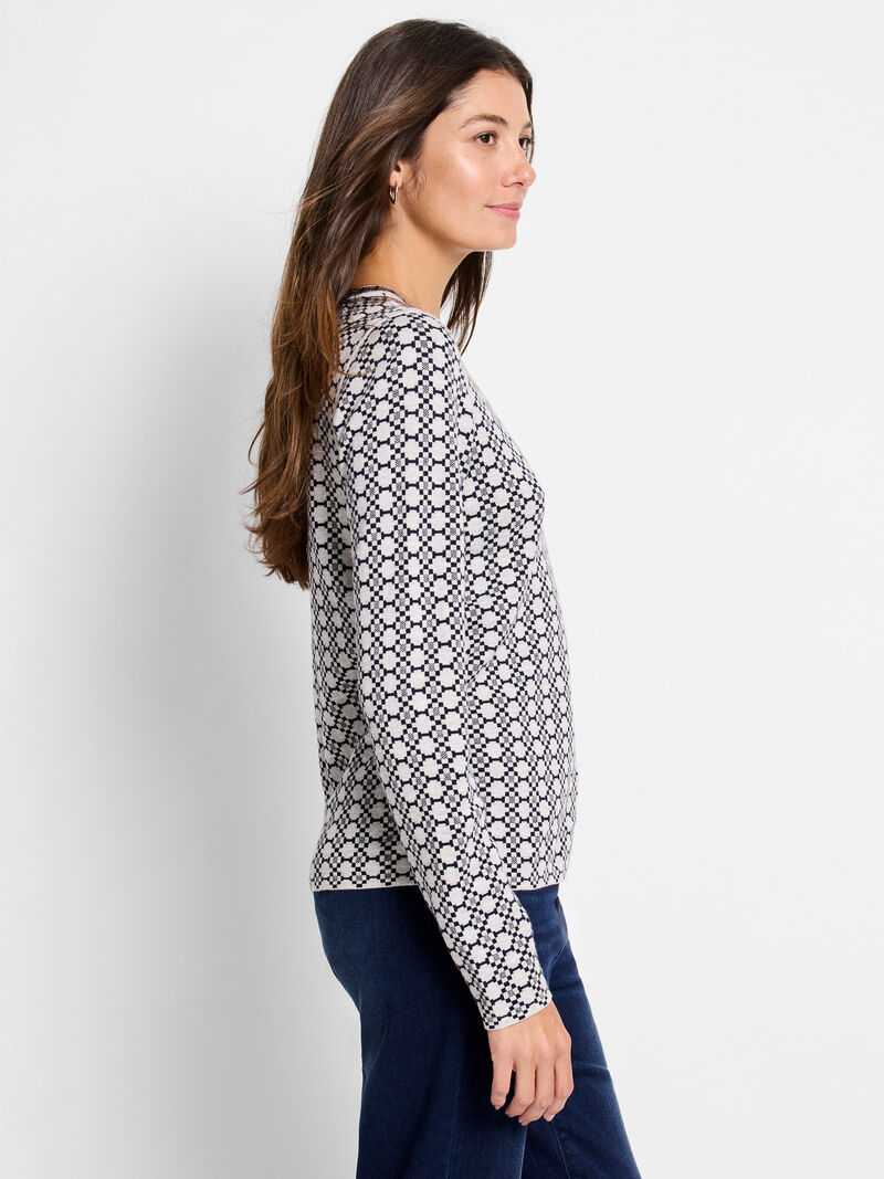 Woman Wears Geo Reversible Sweater Tee image number 3