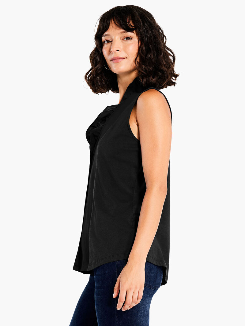 Woman Wears Ruffled Around Tank image number 1
