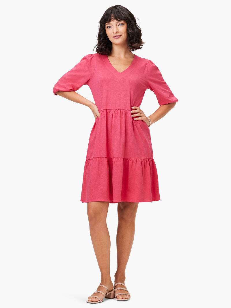 Woman Wears NZT Elbow Sleeve V-Neck Dress image number 3