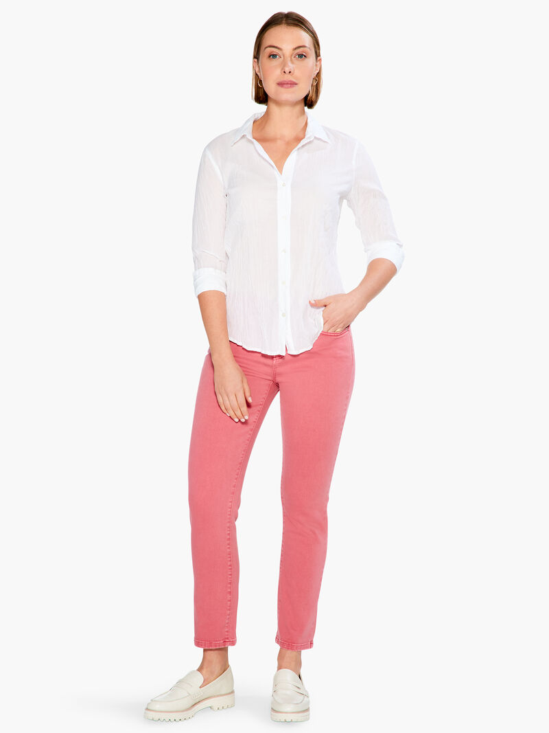 Woman Wears NZ Denim 28" Colored Mid Rise Straight Ankle Jeans image number 3