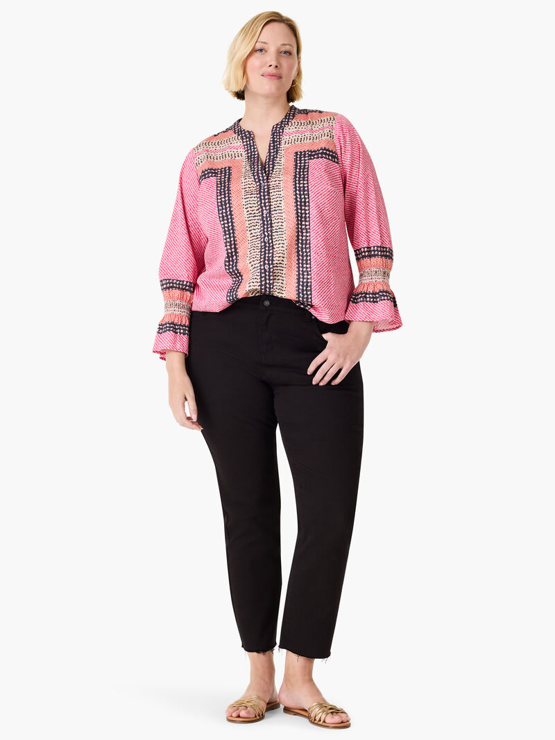 Woman Wears Spotty Stripes Top image number 1
