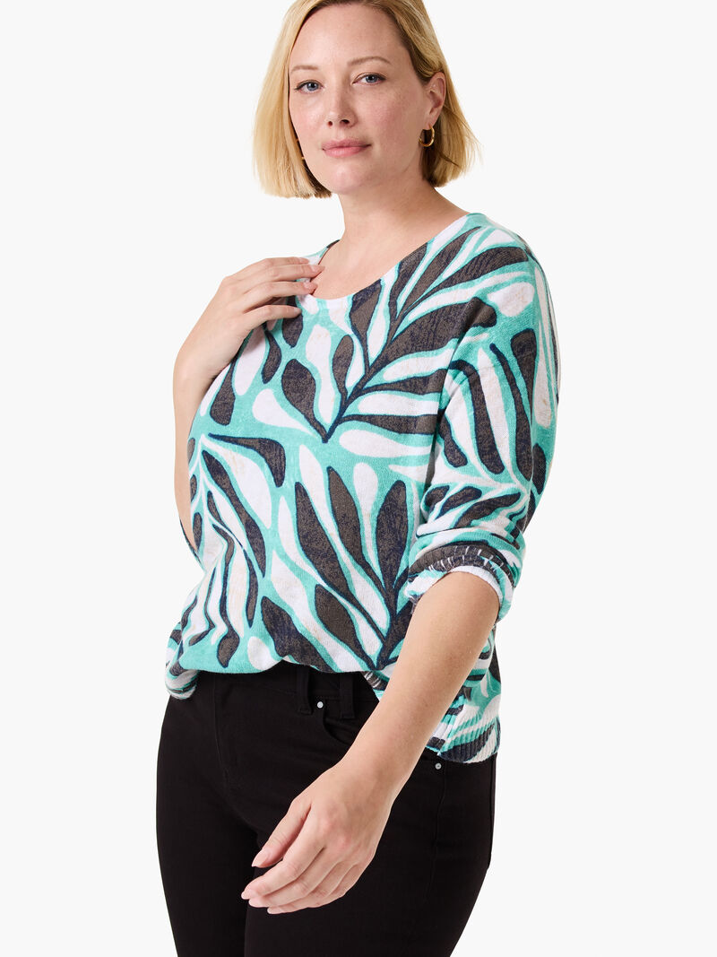 Woman Wears Flora Grid Supersoft Sweater image number 0