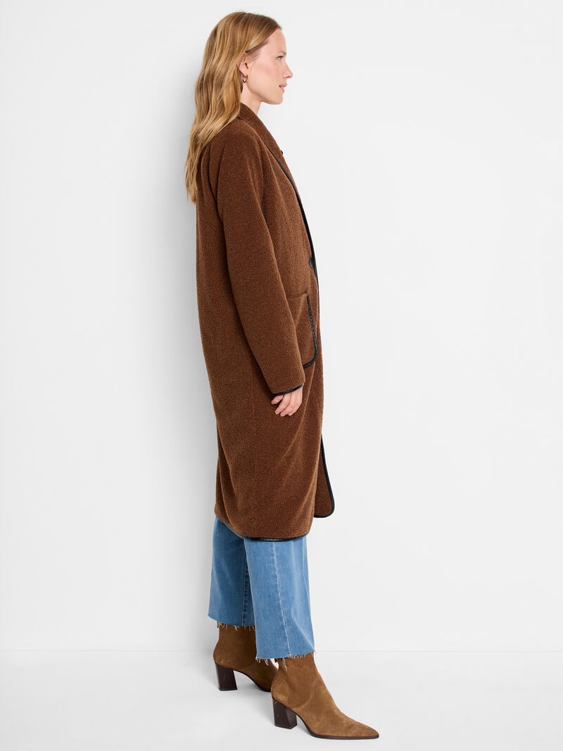 Woman Wears Trimmed Teddy Coat image number 2