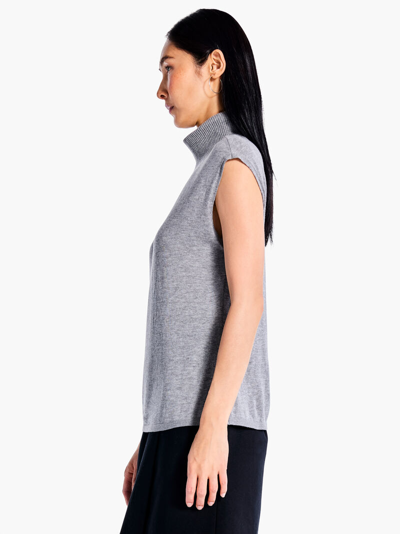 Woman Wears Sleeveless Turtleneck Sweater Tee image number 1