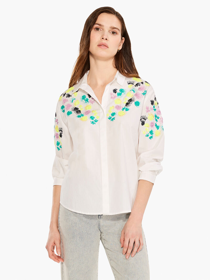 Woman Wears Placed Petals Shirt image number 0