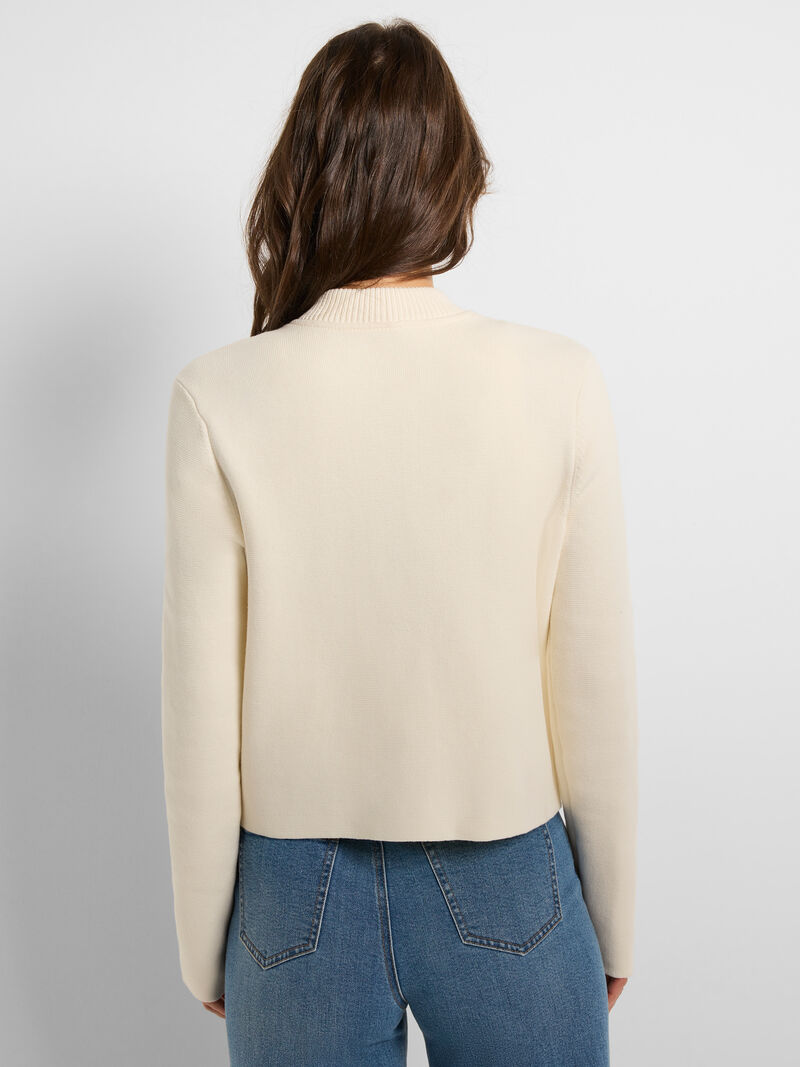 Woman Wears Knit Bomber Jacket image number 3