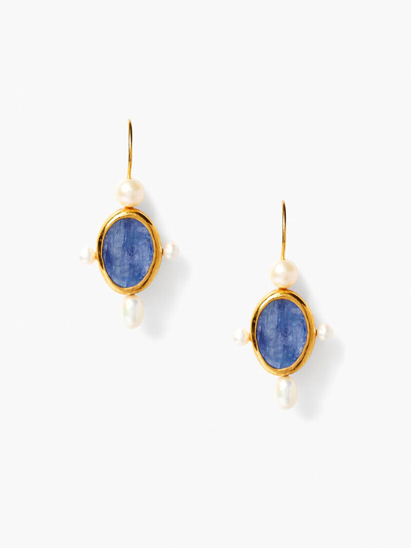 Woman Wears Chan Luu - Kyanite And Pearl Earrings image number 1