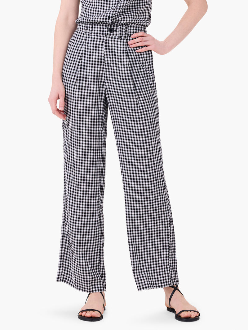 Woman Wears 30.5" Drapey Gingham Wide-Leg Pant image number 1