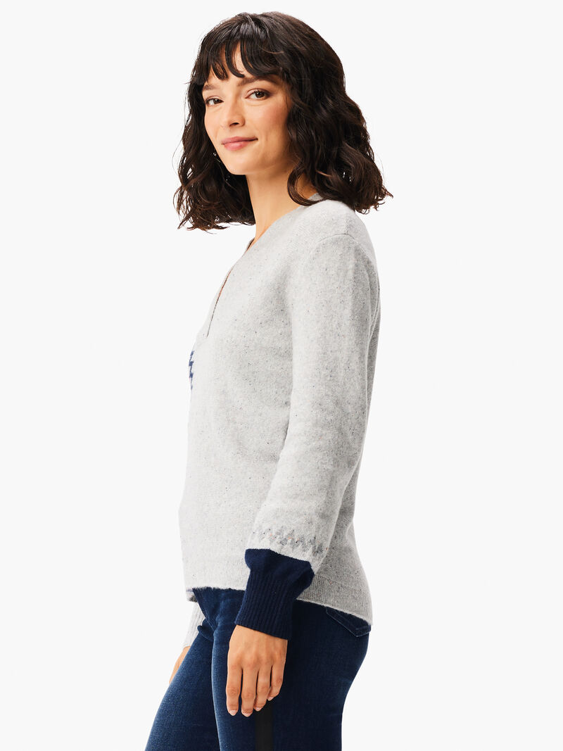 Woman Wears Fairisle Stitch Sweater image number 1