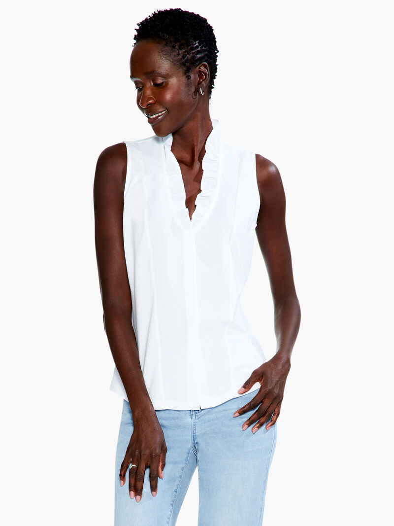 Woman Wears Ruffled Around Tank image number 0