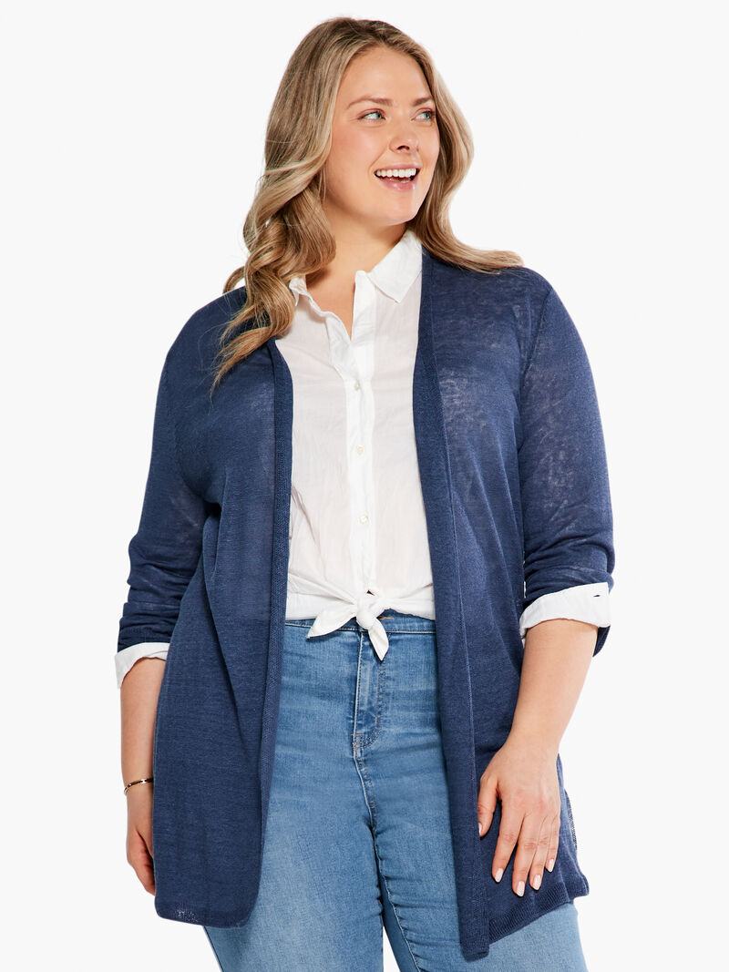 Woman Wears Long Back Of The Chair Cardigan image number 0