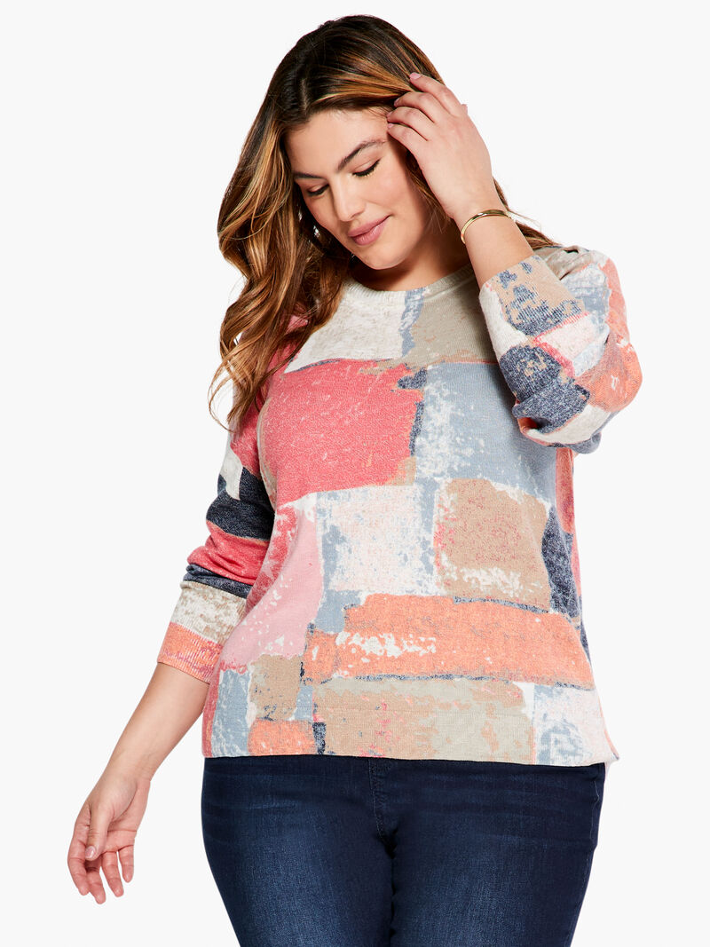 Woman Wears Printed Geo Sweater image number 0