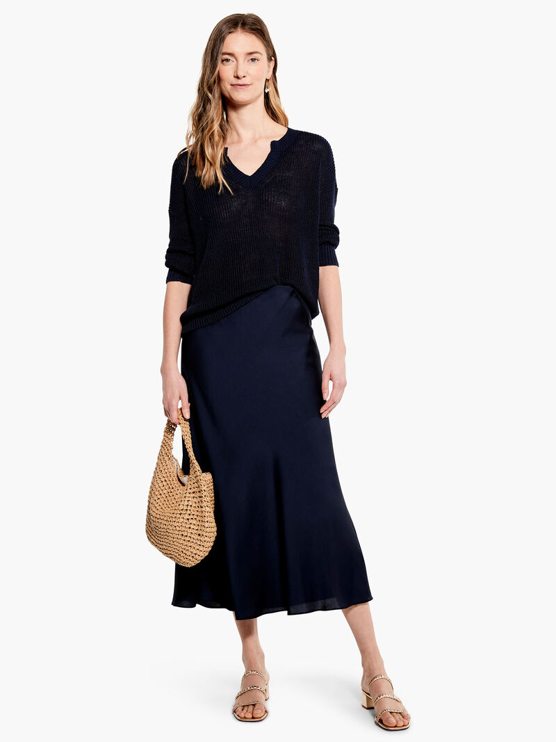 Woman Wears Summer Split Neck Sweater image number 3