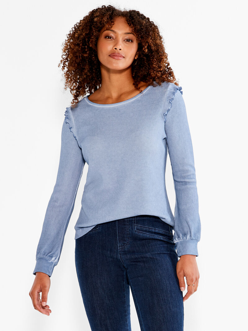 NZT Long Sleeve Waffle Ruffle Tee