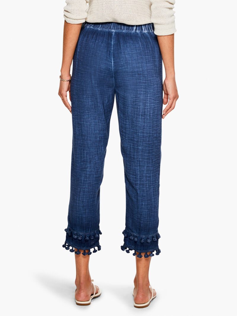 Woman Wears Double Gauze Straight Leg Tassel Pant image number 2