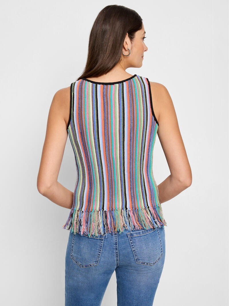 Woman Wears Falling Fringe Sweater Tank image number 5