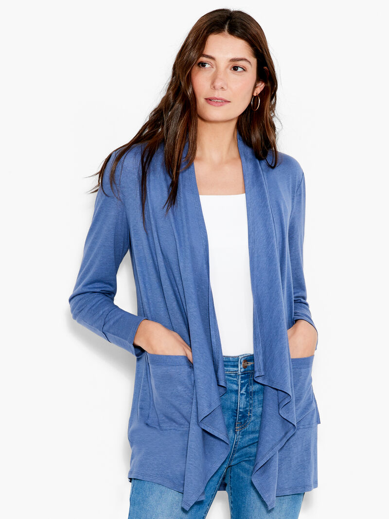 Woman Wears NZT Long Sleeve Drape Cardigan image number 0