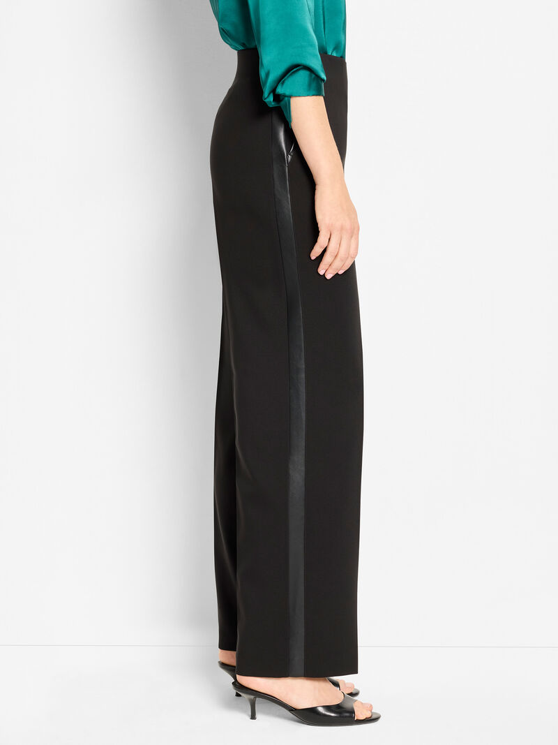 Woman Wears 31" Lenox Wide Leg Sleek Stretch Tuxedo Pant image number 2