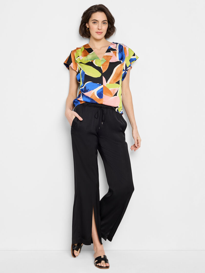 Woman Wears Mega Blooms Flutter Woven Top image number 1