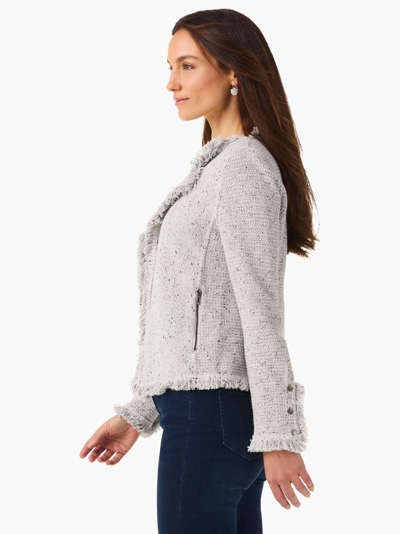 Woman Wears Fringe Mix Knit Jacket image number 2