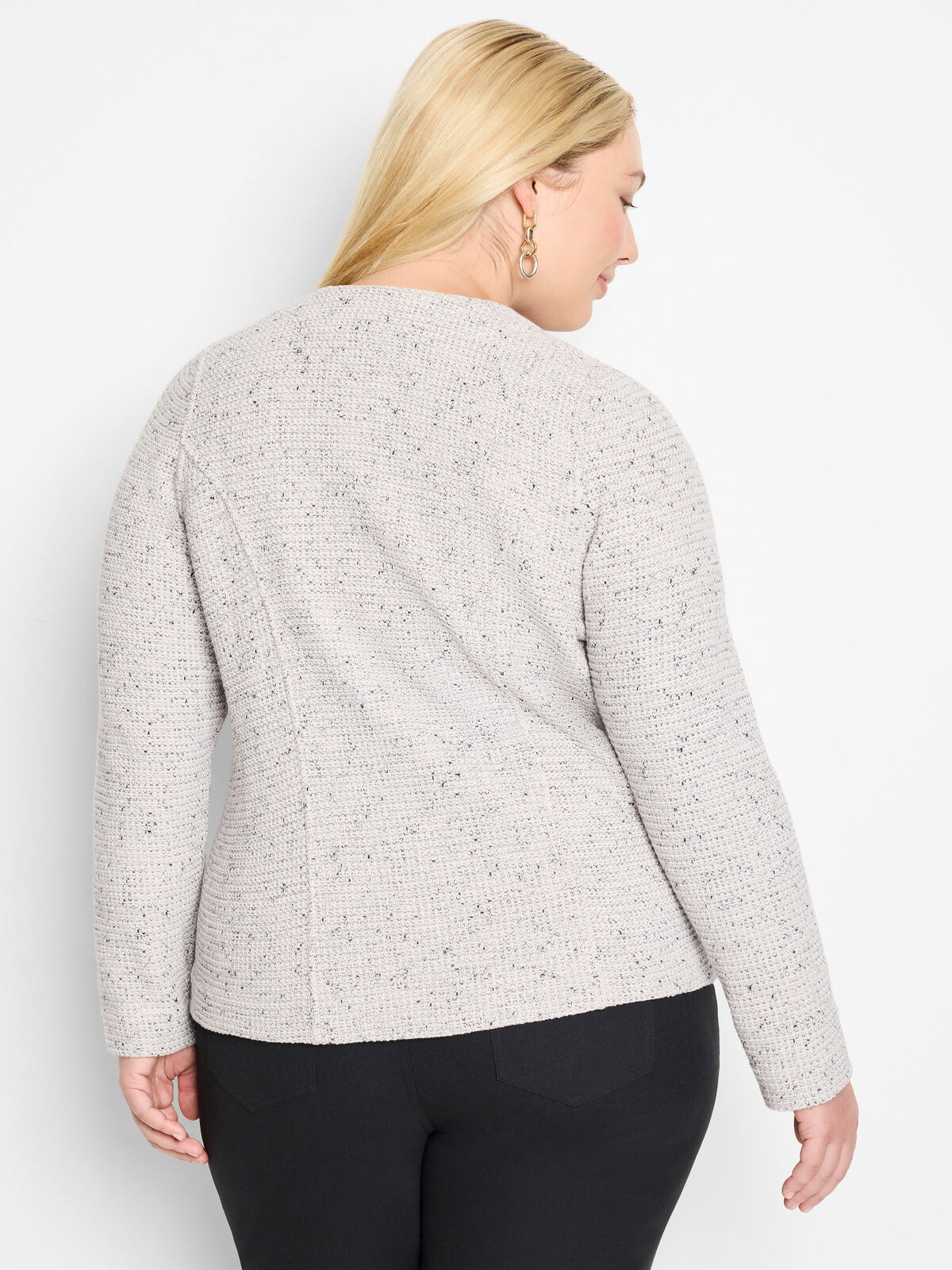 Zip Front Mix Knit Jacket
