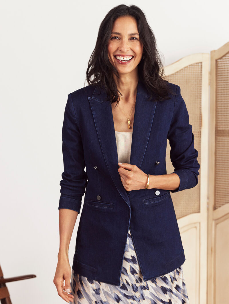 Woman Wears Soft As Butter Denim Blazer image number 0