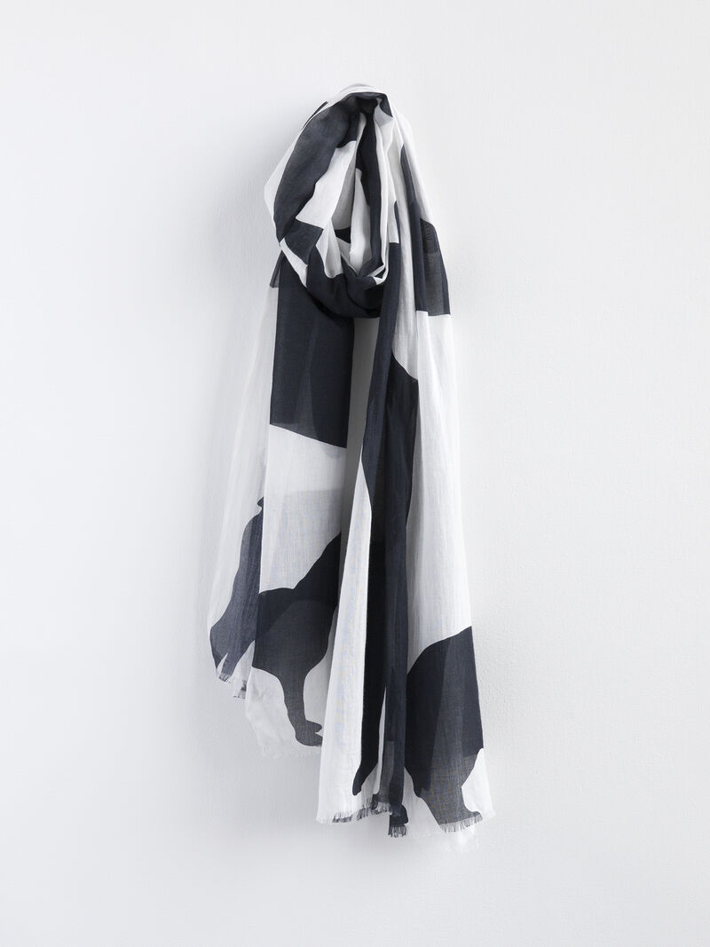 Woman Wears DEBBIE MARTIN DOG SILHOUETTES SCARF image number 0
