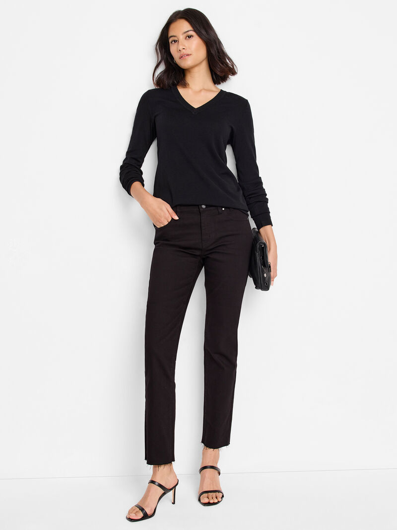 Woman Wears V-Neck Sweater Tee image number 1