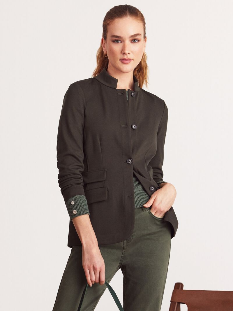 Woman Wears Drapey Ponte Blazer image number 0