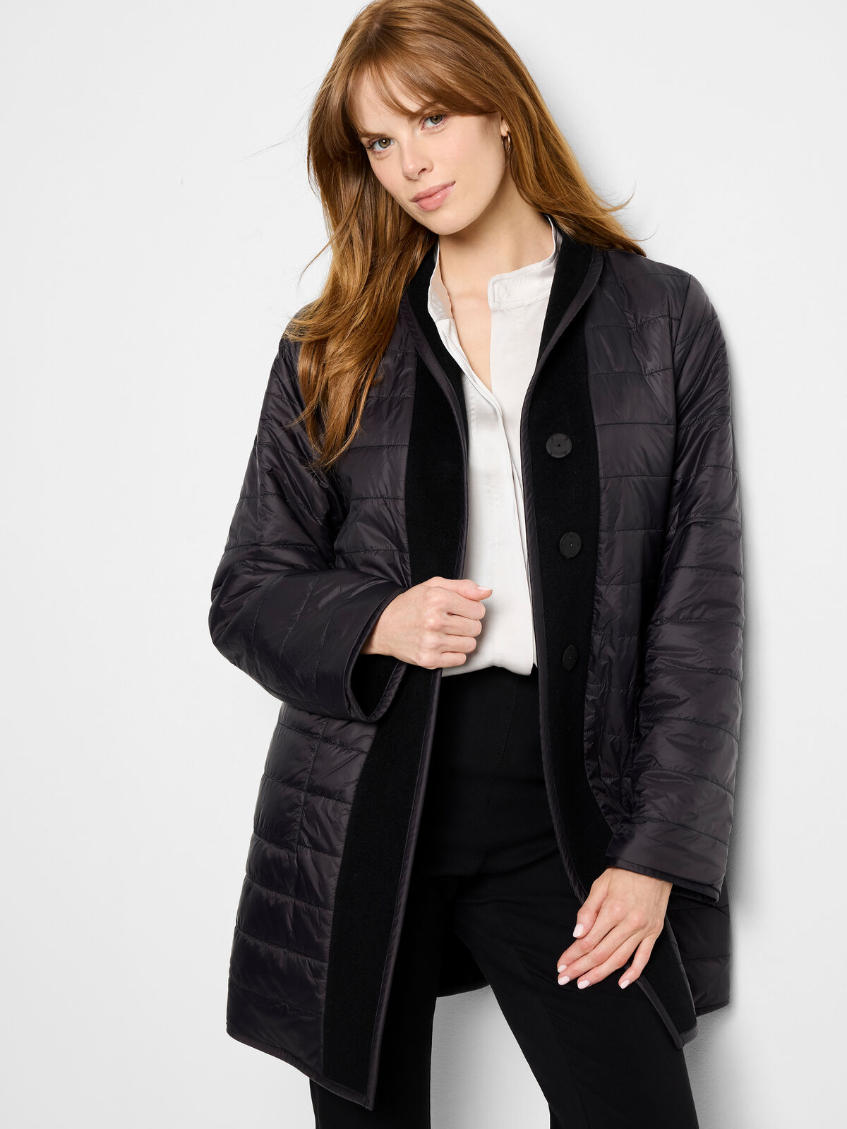 Reversible Quilted Wool Top Coat