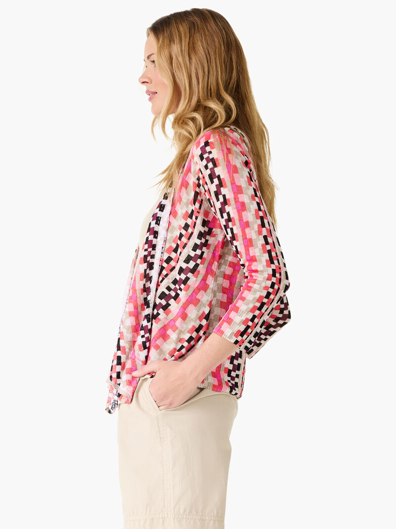 Woman Wears Pixel Sunset 4-Way Cardigan image number 3