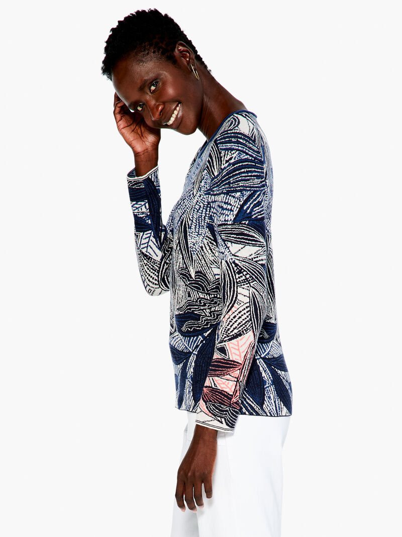 Woman Wears Layered Leaves Sweater image number 1