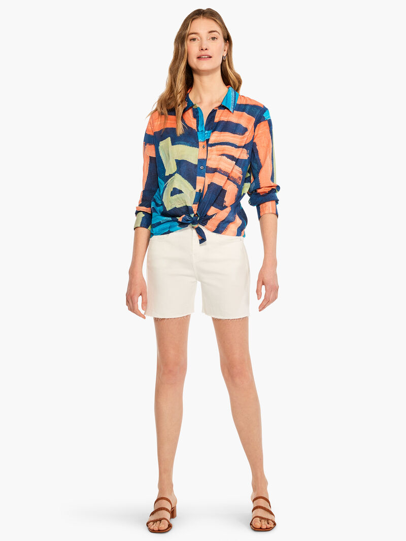 Woman Wears Love Art Joy Crinkle Shirt image number 4