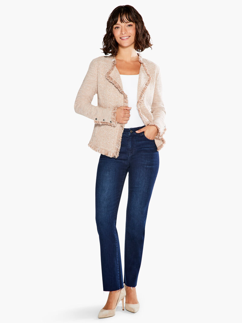 Woman Wears Fringe Mix Knit Jacket image number 3