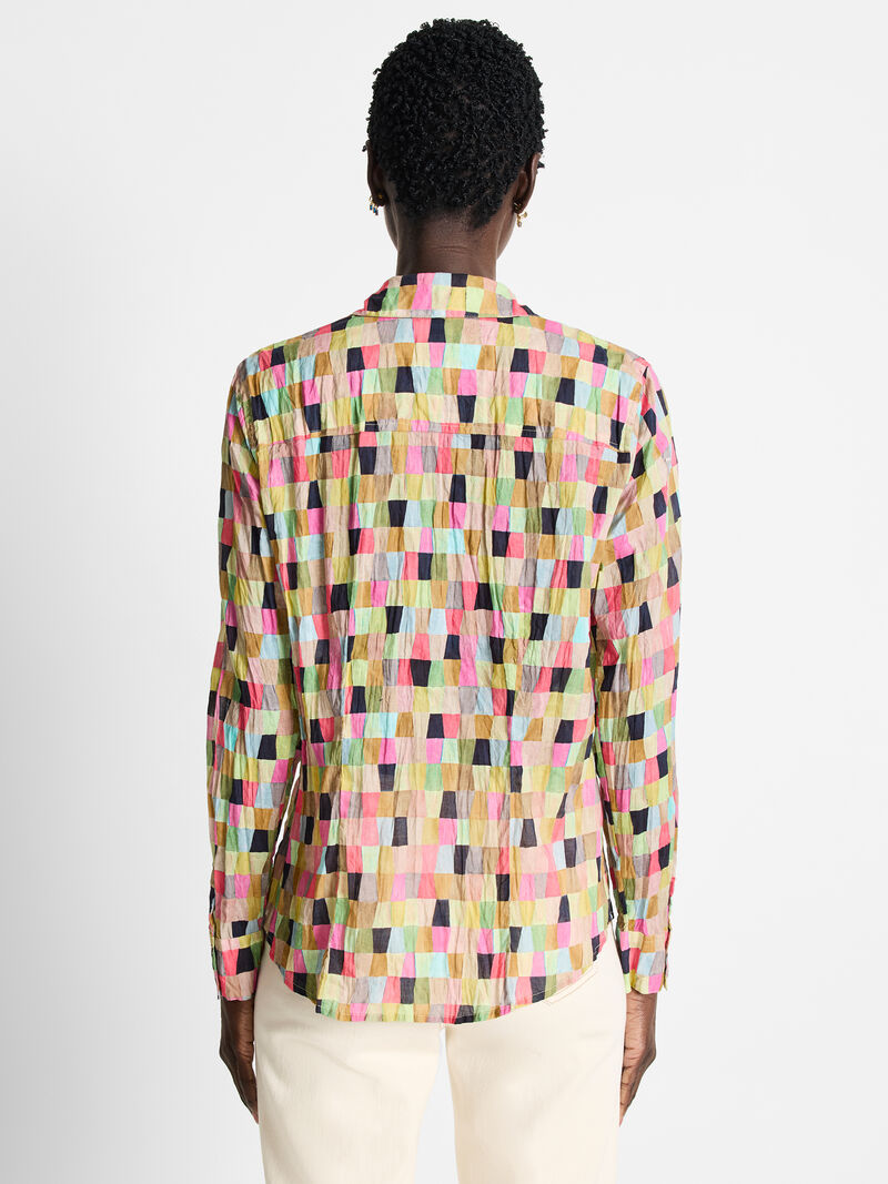 Woman Wears Colorwash Cotton Crinkle Shirt image number 3